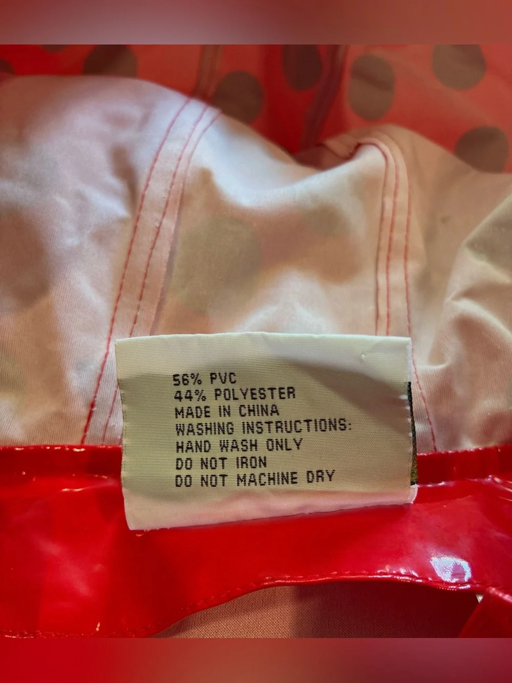 Kidorable Girl’s Ladybug Raincoat Red PVC w/Black Polka Dots & Hood; Size 5/6